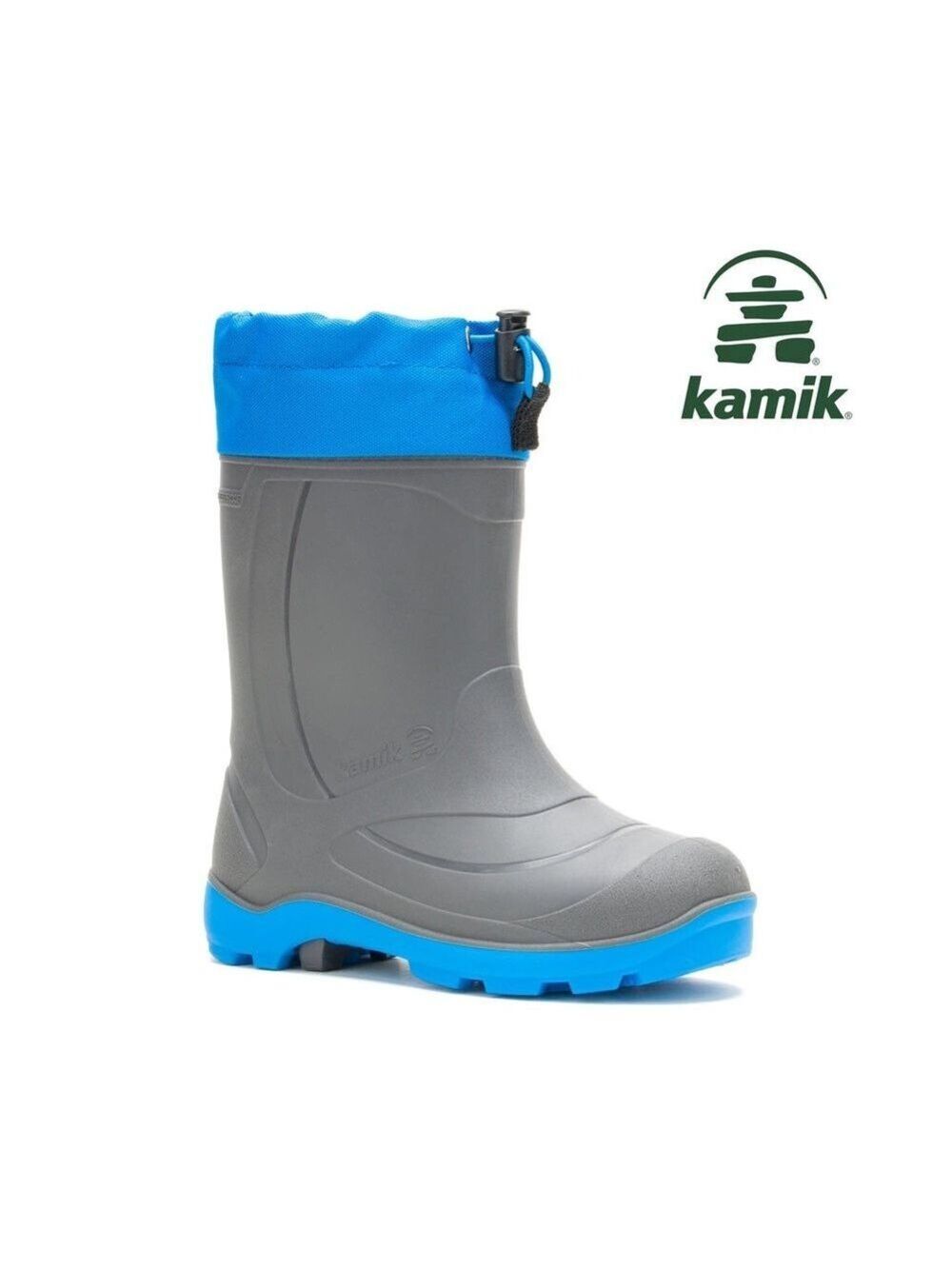 Size 6 Youth Kamik Kids Blue and Gray Waterproof Boots
